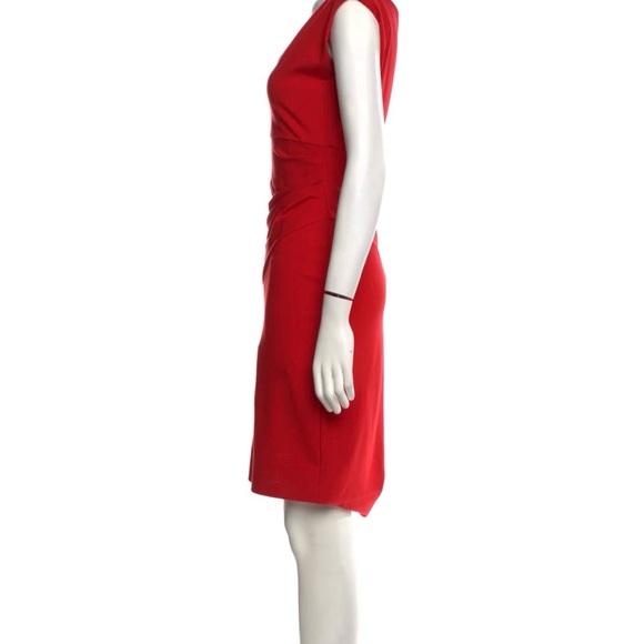 NWOT Diane Von Furstenberg Red Knee Length Ruched Waist Sheath Cocktail Dress - Picture 3 of 9